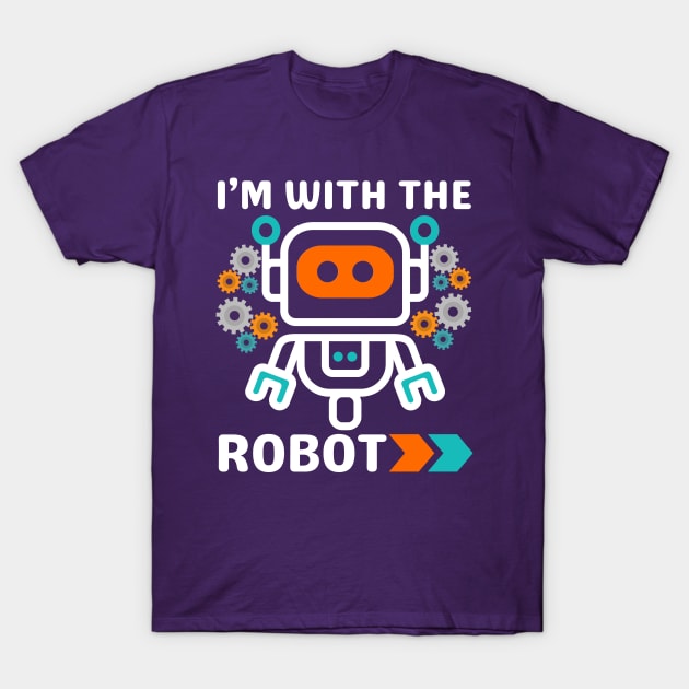 Funny I'm With Robot Costume Halloween T-Shirt by JunThara